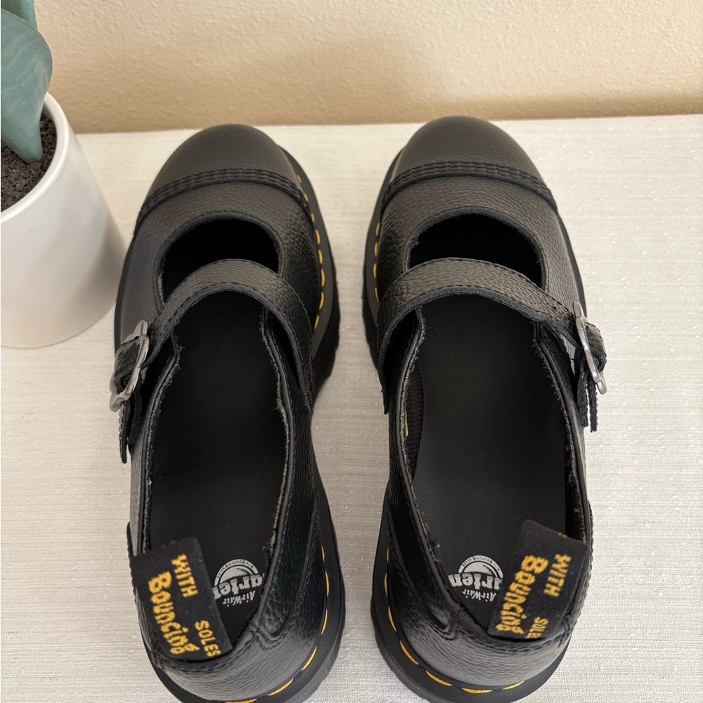 New Dr. Martens Black Leather Mary Jane Platform Shoes Women’s 11 - Picture 8 of 14
